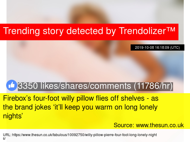 Firebox's four foot willy pillow flies Firebox's four foot willy pillow flies